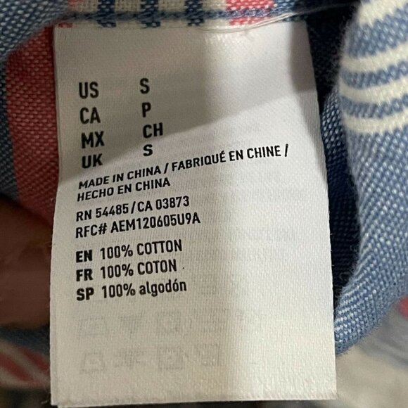 American Eagle Seriously Soft Long Sleeve Button Up Striped Cotton Mens Small - Picture 4 of 6
